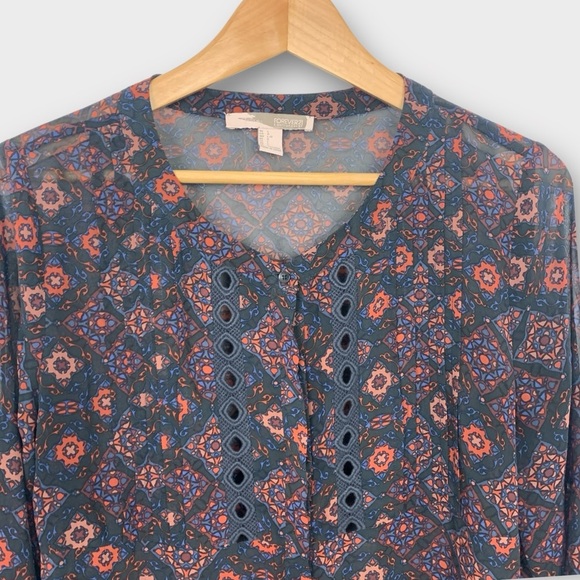 Forever 21 Contemporary Boho Print Lace-Up Blouse - Picture 3 of 6
